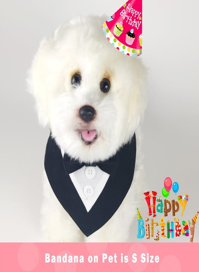 KOOLMOX Cat Tuxedo Wedding Outfit, Dog Tux Bow Tie Bandana, Adjustable Dog Formal Outfit Dress Collar for Small Medium Dogs Cats (S, Black) - Image 4